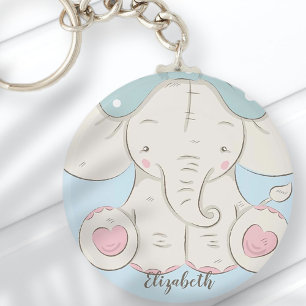 Porte-clés Eléphant mignon avec un cabot Ajouter votre nom