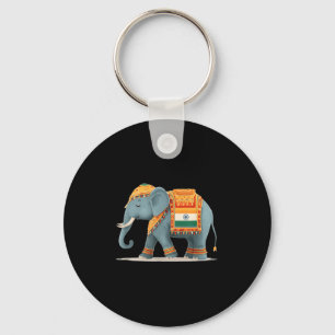 Porte-clés Eléphant Relaxant En Costume De Couleurs Indiennes
