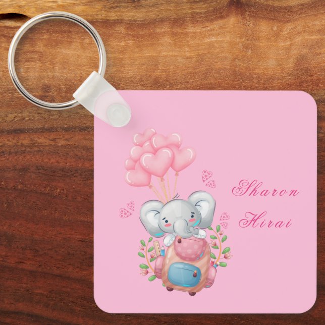 Porte-clés Eléphant rose mignon (Recto)