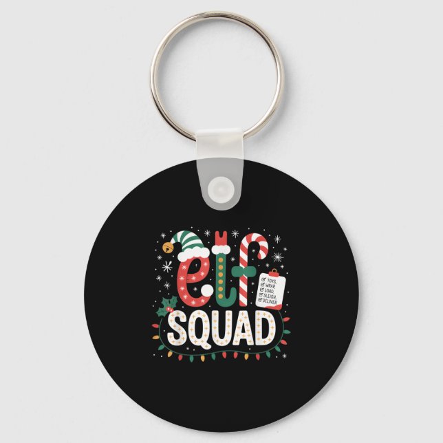 Porte-clés Elf Squad Santa Checklist Christmas Lights Family  (Recto)