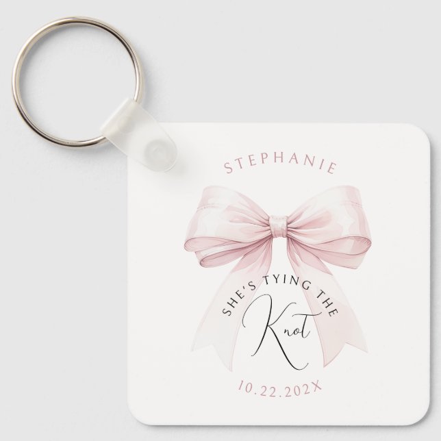 Porte-clés Elle noue le nœud Shower de mariage (Recto)
