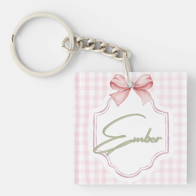 Porte-clés Ember Personnalisé Baby Girl Nursery Bow&En vichy (Devant)