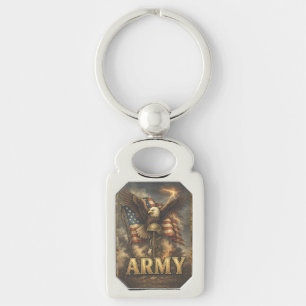 Porte-clés Emblème de l'Armée avec Drapeau et Aigle