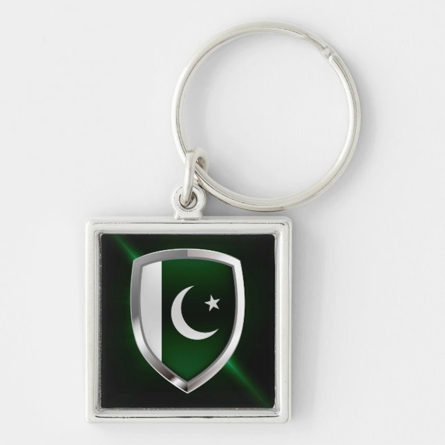Porte-clés Emblème métallique du Pakistan (Devant)