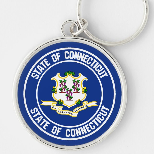 Porte-clés Emblème rond Connecticut (Devant)