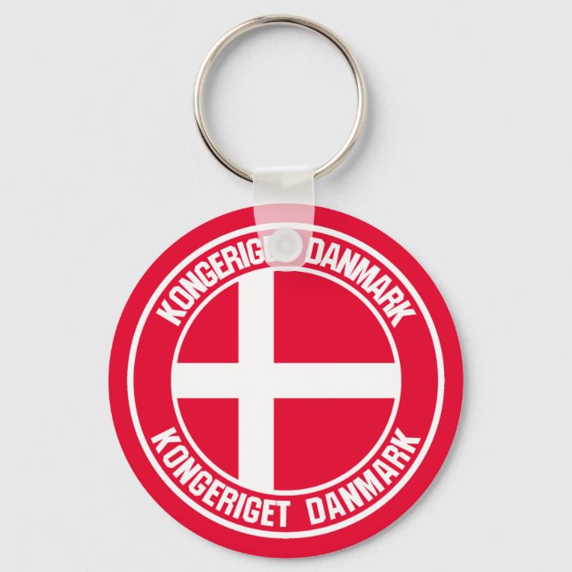 Porte-clés Emblème rond du Danemark (Recto)
