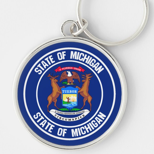 Porte-clés Emblème rond du Michigan (Devant)