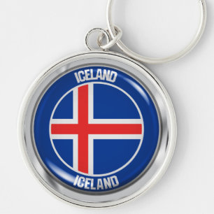 Porte-clés Emblème rond Islande