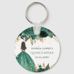 Porte-clés Emerald Green Floral Princess Quinceanera