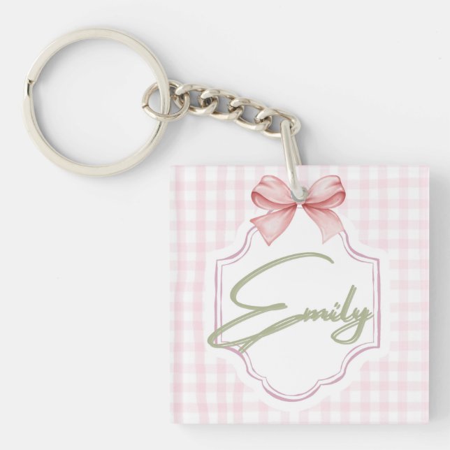 Porte-clés Emily Baby Girl Nursery Bow&En vichy personnalisée (Devant)