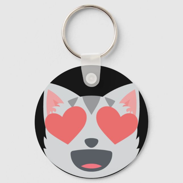 Porte-clés Emoji Chat Amoureux (Recto)