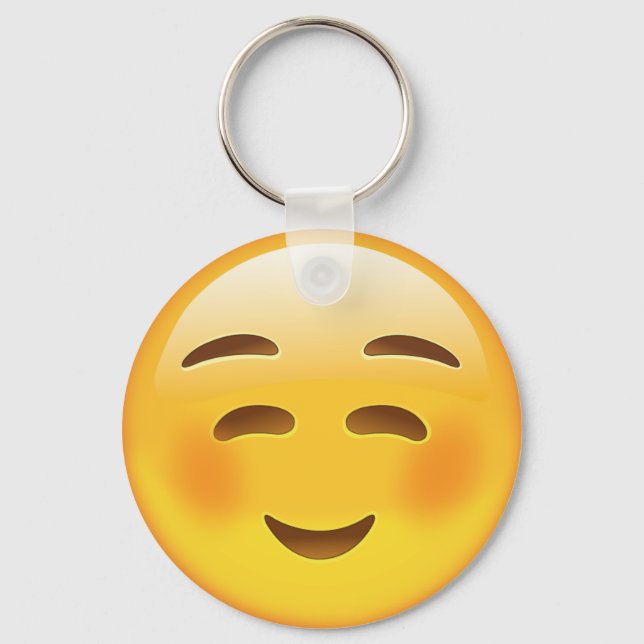 Porte-clés Emoji du visage souriant blanc (Recto)