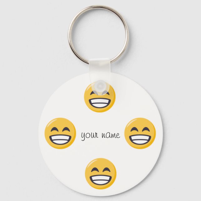 Porte-clés Emoji Face et '' Votre nom ici " (Recto)