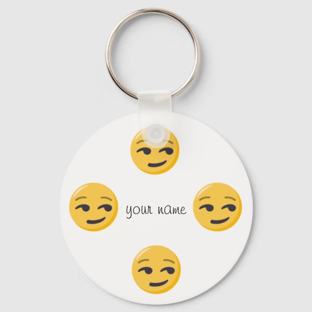 Porte-clés Emoji Face et '' Votre nom ici " (Recto)