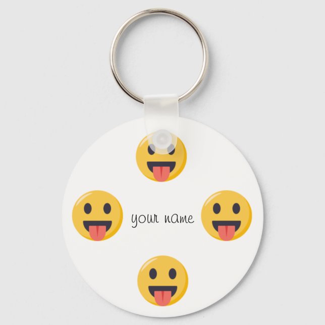 Porte-clés Emoji Face et '' Votre nom ici " (Recto)