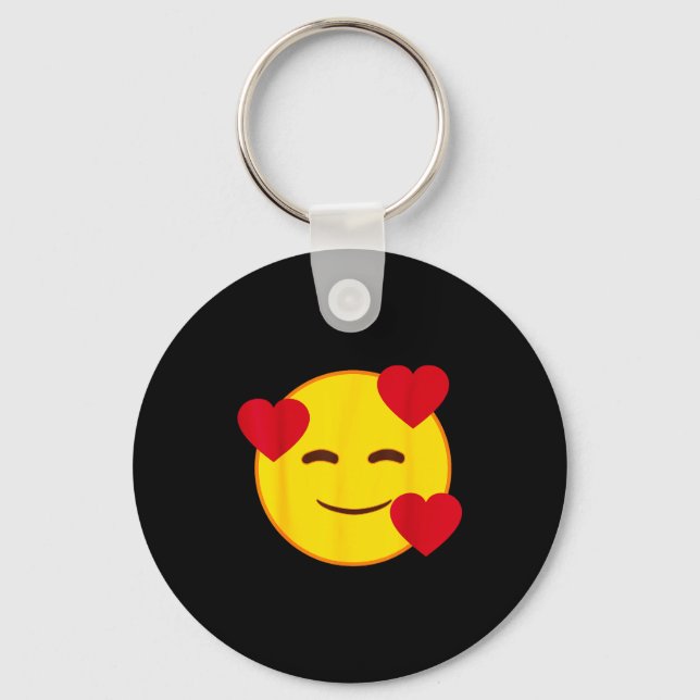 Porte-clés Emoji Floating Hearts Yellow Smile Face  (Recto)