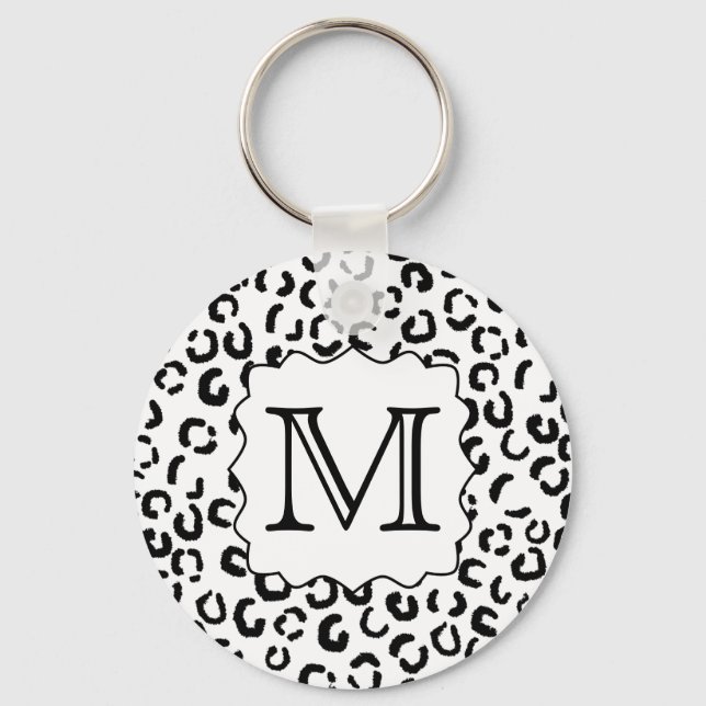 Porte-clés Empreinte de léopard de monogramme personnalisé no (Recto)