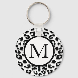 Porte-clés Empreinte de léopard de neige avec monogramme pers