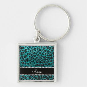 Porte-clés Empreinte de léopard d'parties scintillant d'aqua