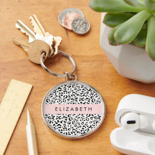 Porte-clés Empreinte de léopard, Spots, Noir Et Blanc, Votre 