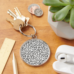 Porte-clés Empreinte de léopard, Zones Léopard, Noir Et Blanc
