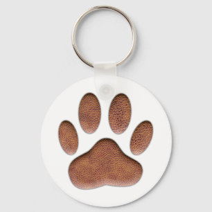 Porte-clés Empreinte de patte de chien de Texture en cuir