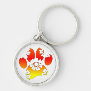 Porte-clés Empreinte de patte de chien floral
