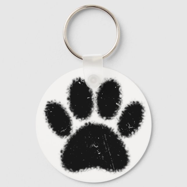 Porte-clés Empreinte de patte De Chien Rough Et Distressed (Recto)