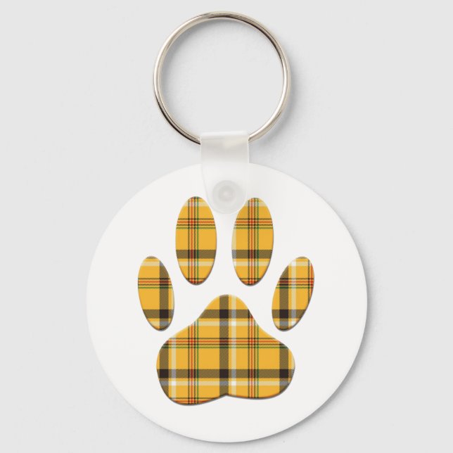 Porte-clés Empreinte de patte de chien Tartan (Recto)