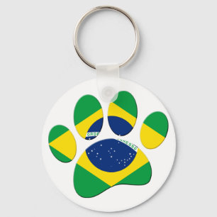 Porte-clés Empreinte de patte du Drapeau du Brésil