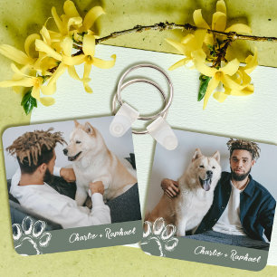 Porte-clés Empreinte De Patte Verte Mignonne Photo De Chien E