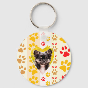 Porte-clés Empreintes de pattes cardiaques du Chihuahua