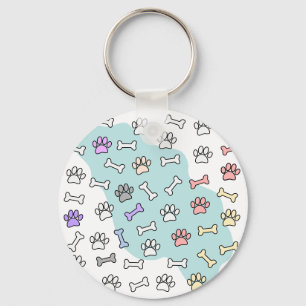 Porte-clés Empreintes de pattes De Chien Et Motif D'Art Des O
