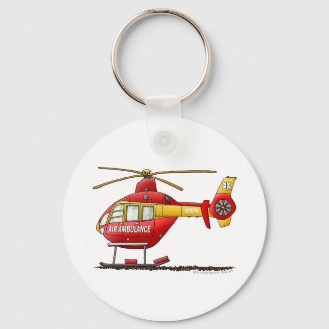 Porte-clés EMS EMT Secourt Médicale Helicopter Ambulance (Recto)