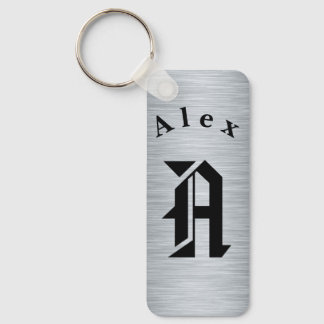 Porte-clés en acier inoxydable Monogramme avec pho