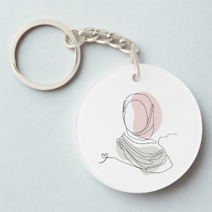 Porte-clés en acrylique à cercle d'art linéaire hi