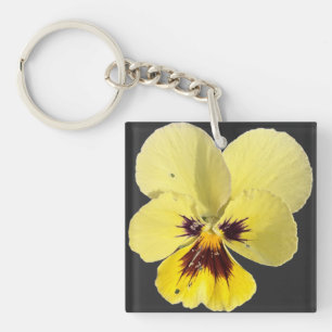 Porte-clés en acrylique avec photo de fleur de pen