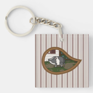 Porte-clés en acrylique Basil le Cochon