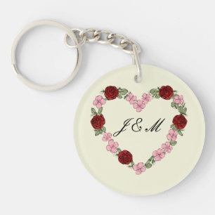 Porte-clés en acrylique crème avec cœur rose