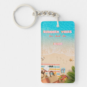 Porte-clés en acrylique d'été de plage esthétique