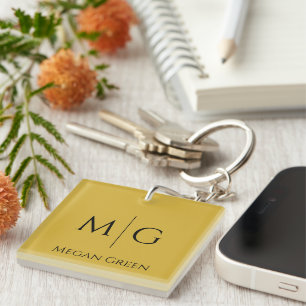 Porte-clés en acrylique élégant avec monogramme de