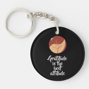 Porte-clés en acrylique Gratitude Noir
