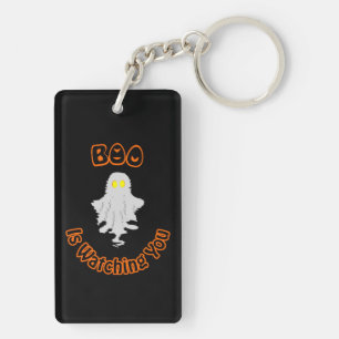 Porte-clés en acrylique Halloween Boo vous regar