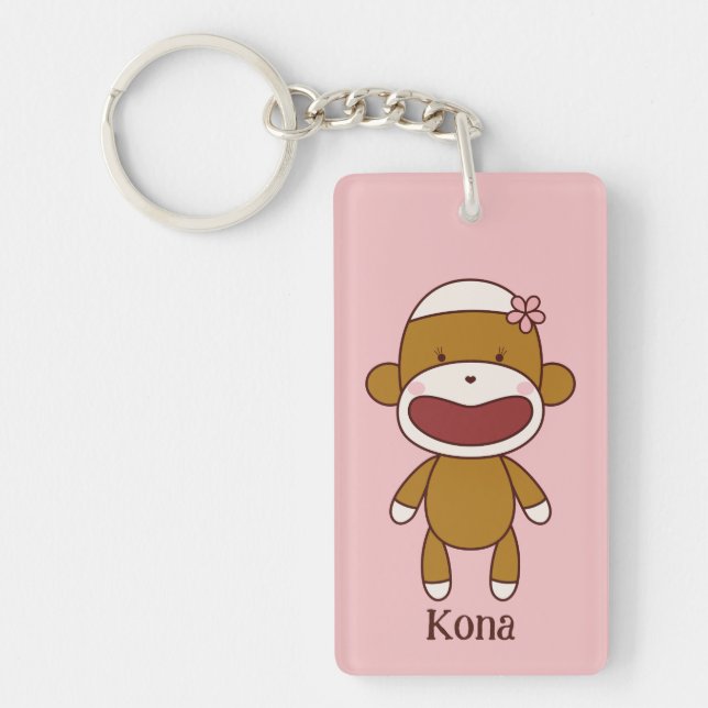 Porte-clés en acrylique Kona le Singe Chaussette (Devant)