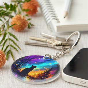 Porte-clés en acrylique Northern Lights Chat Mysti