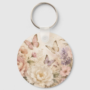 Porte-clés en acrylique papillon floral personnali