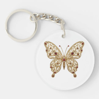 Porte-clés en acrylique papillon rubis filigrane o
