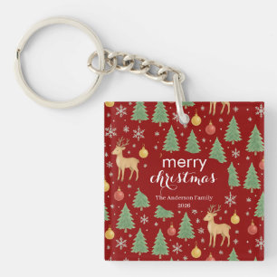 Porte-clés en acrylique Renne & Sapin de Noël - Aq