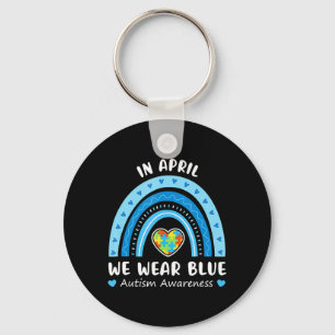 Porte-clés En Avril Nous Portons Blue Rainbow Sensibilisation