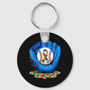 Porte-clés en avril Porter du bleu Autisme Baseball Drip Homm